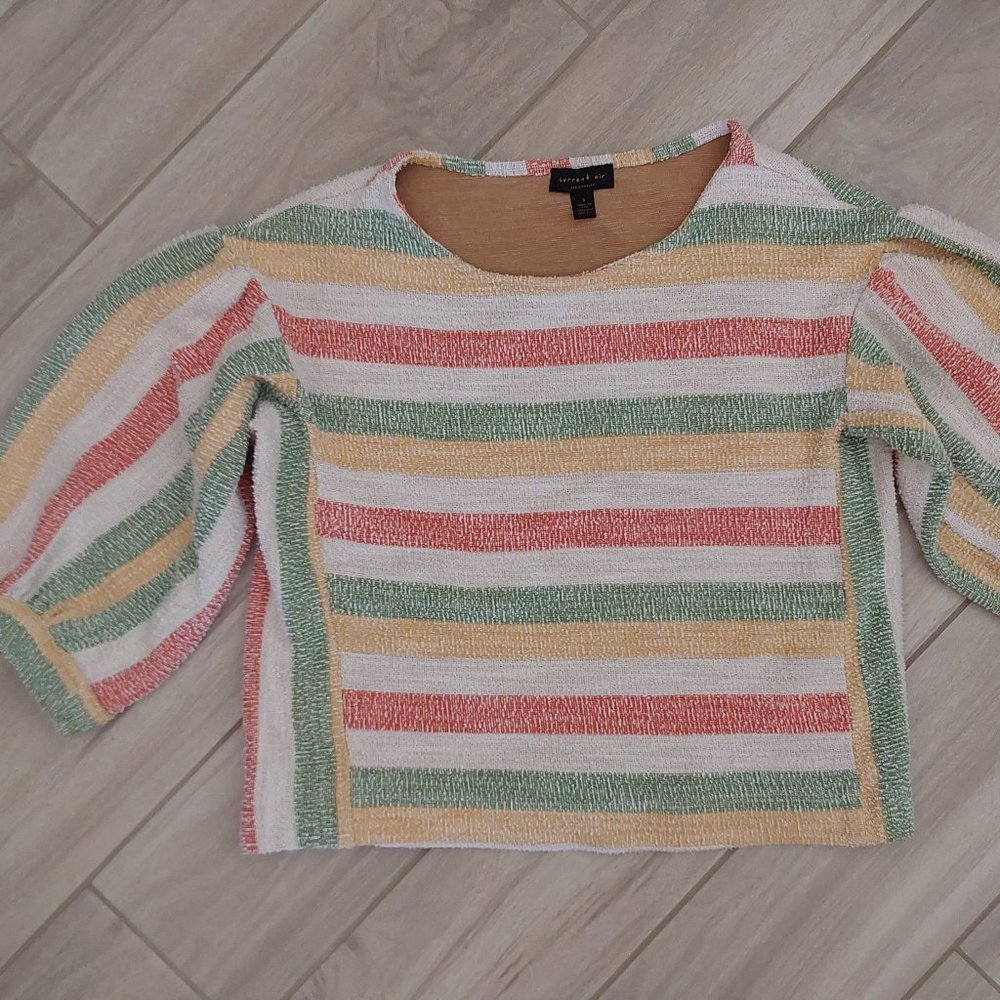Current Air Anthropologie Multi-color Stripe Textured Knit Cropped Top. …